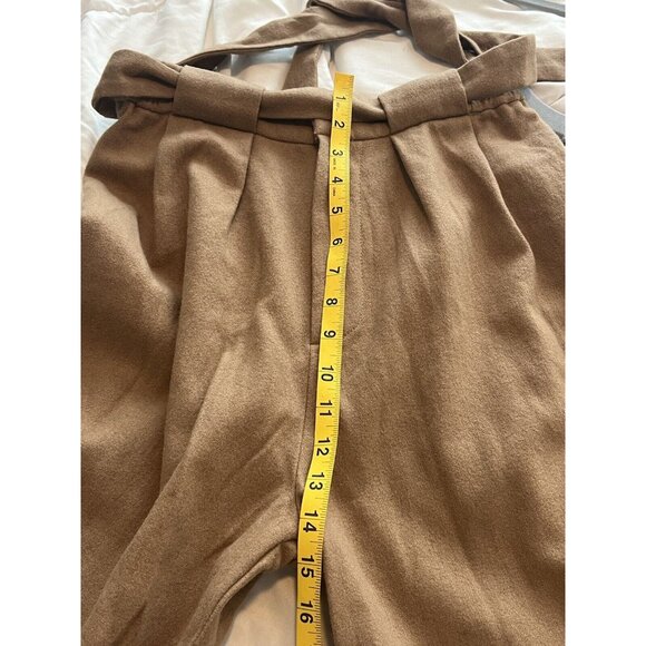 Wray Abby Wool Pant Brown Wide Leg Belted Size 4 - Picture 10 of 11